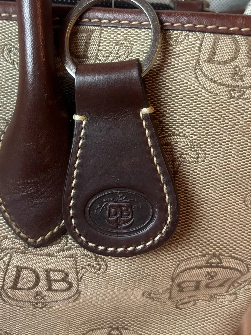 Dooney & Bourke Double Handle Signature Tan & Brown Tote Large Purse DL50C-W8